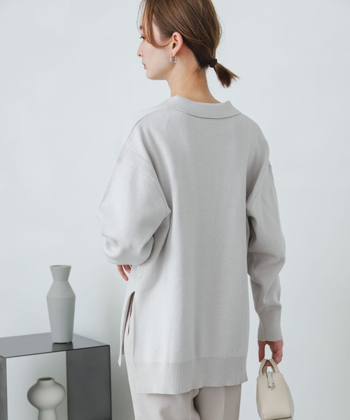 SENSE OF PLACE by URBAN RESEARCH（センスオブプレイスバイアーバンリサーチ）の「スキッパールーズセーター（ニット/セーター・レディース・グリーン/ライトグレー/ライトベージュ・ONE）」の7枚目の写真