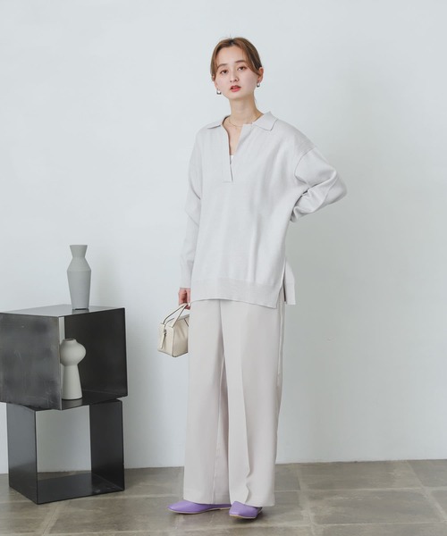 SENSE OF PLACE by URBAN RESEARCH（センスオブプレイスバイアーバンリサーチ）の「スキッパールーズセーター（ニット/セーター・レディース・グリーン/ライトグレー/ライトベージュ・ONE）」の10枚目の写真