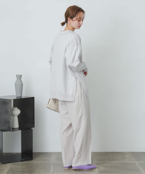 SENSE OF PLACE by URBAN RESEARCH（センスオブプレイスバイアーバンリサーチ）の「スキッパールーズセーター（ニット/セーター・レディース・グリーン/ライトグレー/ライトベージュ・ONE）」の12枚目の写真