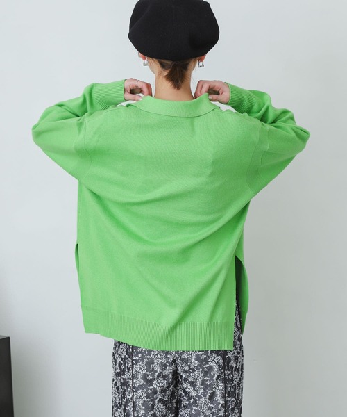 SENSE OF PLACE by URBAN RESEARCH（センスオブプレイスバイアーバンリサーチ）の「スキッパールーズセーター（ニット/セーター・レディース・グリーン/ライトグレー/ライトベージュ・ONE）」の15枚目の写真