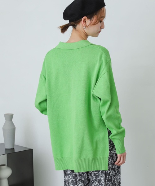 SENSE OF PLACE by URBAN RESEARCH（センスオブプレイスバイアーバンリサーチ）の「スキッパールーズセーター（ニット/セーター・レディース・グリーン/ライトグレー/ライトベージュ・ONE）」の16枚目の写真