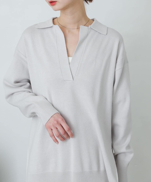 SENSE OF PLACE by URBAN RESEARCH（センスオブプレイスバイアーバンリサーチ）の「スキッパールーズセーター（ニット/セーター・レディース・グリーン/ライトグレー/ライトベージュ・ONE）」の21枚目の写真