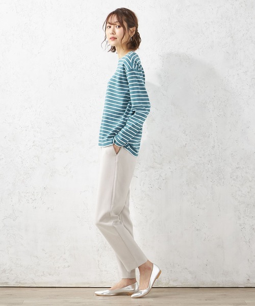 Petit Honfleur(プチオンフルール)の「ボーダー長袖Tシャツ(Tシャツ/カットソー・レディース・グレー/グリーン/アイボリー・M/L)」の6枚目の写真