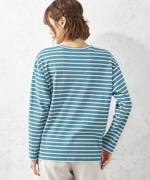 Petit Honfleur(プチオンフルール)の「ボーダー長袖Tシャツ(Tシャツ/カットソー・レディース・グレー/グリーン/アイボリー・M/L)」の9枚目の写真