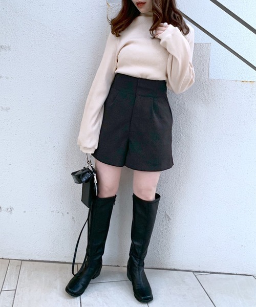 OLIVE des OLIVE（オリーブデオリーブ）の「すっきり見えショートパンツ（その他パンツ・レディース・ブラック/ベージュ/スミクロ・FREE）」の4枚目の写真