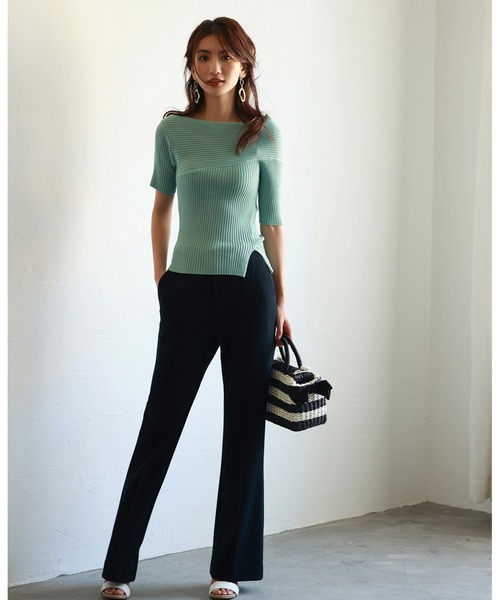 SAISON DE PAPILLON(セゾンドパピヨン)の「イレギュラースリーブサマーニットプルオーバー(ニット/セーター・レディース・ネイビー/ホワイト/サーモンピンク/ブラック/ブルー/ピンク/グリーン/ピンクベージュ・M/L)」の17枚目の写真