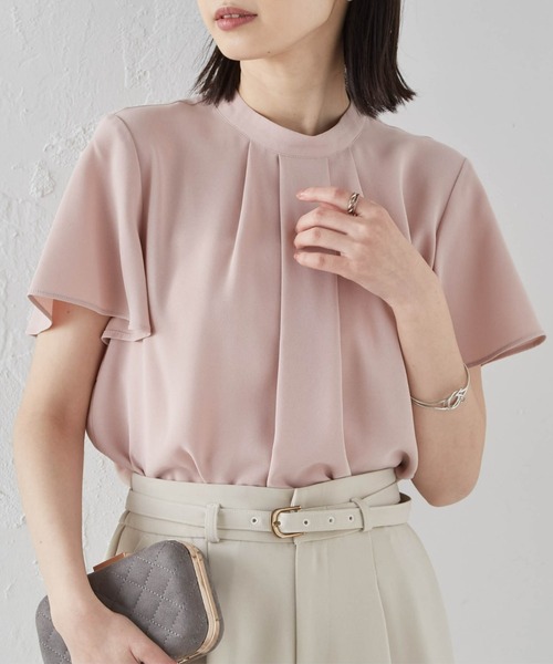 RANAN（ラナン）の「[UVカット/抗菌防臭/防しわ]タックデザインフリルブラウス（シャツ/ブラウス・レディース・ブラック/ネイビー/ブルーグレー/ブラウン系その他/オフホワイト/ホワイト/ピンク/ブラック系その他/ホワイト系その他・M/LL/L/3L）」の9枚目の写真