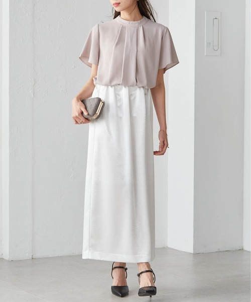 RANAN（ラナン）の「[UVカット/抗菌防臭/防しわ]タックデザインフリルブラウス（シャツ/ブラウス・レディース・ブラック/ネイビー/ブルーグレー/ブラウン系その他/オフホワイト/ホワイト/ピンク/ブラック系その他/ホワイト系その他・M/LL/L/3L）」の14枚目の写真