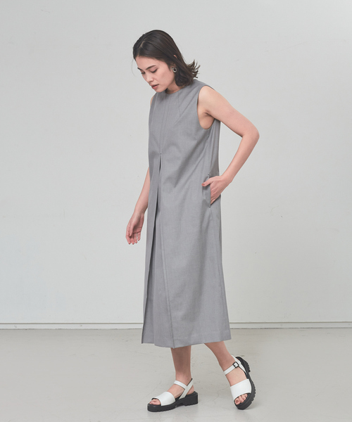 qualite（カリテ）の「シャンブレーボックスプリーツワンピース（ワンピース・レディース・ブラック/ベージュ・38/36）」の15枚目の写真