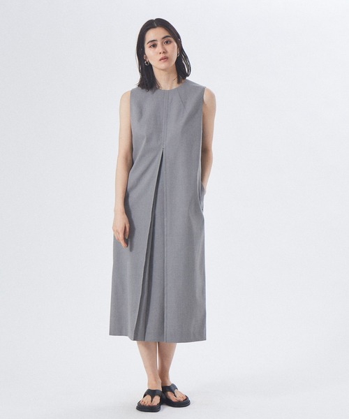 qualite（カリテ）の「シャンブレーボックスプリーツワンピース（ワンピース・レディース・ブラック/ベージュ・38/36）」の3枚目の写真