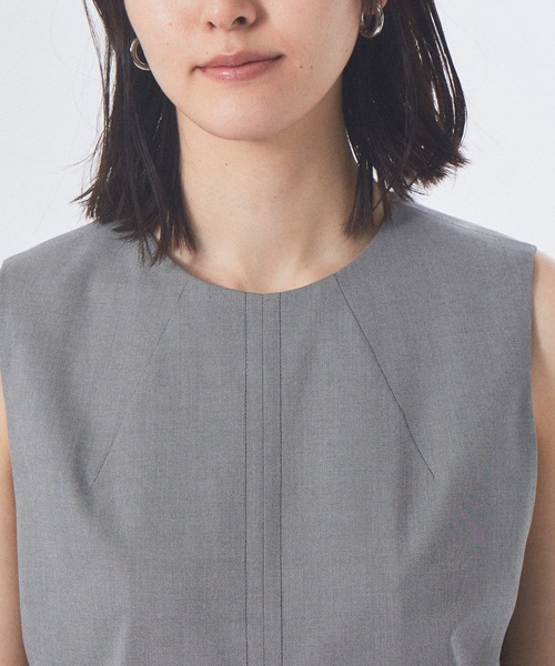 qualite（カリテ）の「シャンブレーボックスプリーツワンピース（ワンピース・レディース・ブラック/ベージュ・38/36）」の8枚目の写真