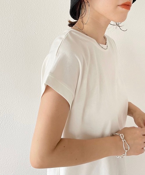 wee9s(ウィークス)の「daily french sleeve tee / デイリーフレンチスリーブティー(Tシャツ/カットソー・レディース・ブラック/グリーン/アイボリー/テラコッタ・FREE)」の14枚目の写真