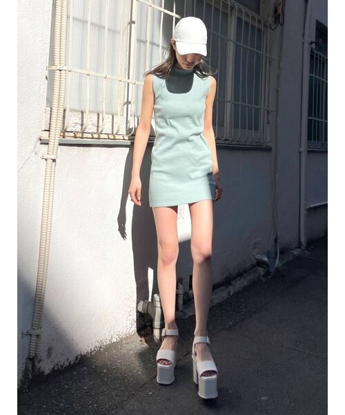 EMODA（エモダ）の「ハイネックリブワンピース（ワンピース・レディース・ブルー/オレンジ/ブラック/グレー・FREE）」の7枚目の写真