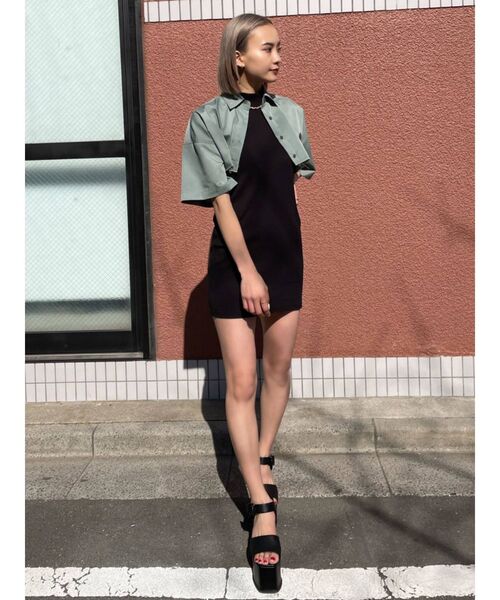 EMODA（エモダ）の「ハイネックリブワンピース（ワンピース・レディース・ブルー/オレンジ/ブラック/グレー・FREE）」の13枚目の写真