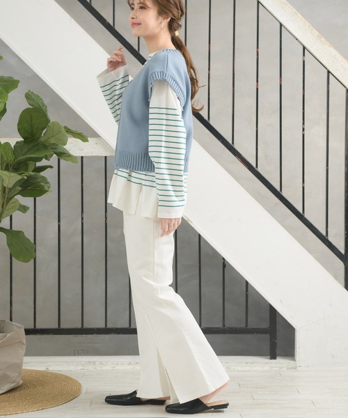 RETRO GIRL（レトロガール）の「イージ-フレアPT（その他パンツ・レディース・オフホワイト/グリーン/レッド/ピンク・SMALL/MEDIUM/LARGE）」の5枚目の写真