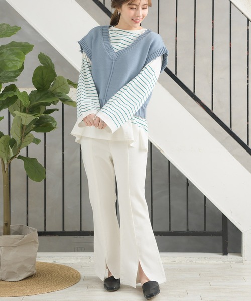 RETRO GIRL（レトロガール）の「イージ-フレアPT（その他パンツ・レディース・オフホワイト/グリーン/レッド/ピンク・SMALL/MEDIUM/LARGE）」の8枚目の写真