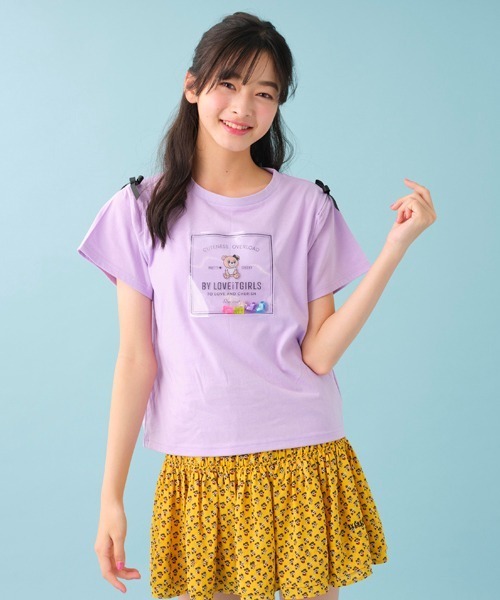 by LOVEiT（バイラビット）の「袖スリットラビコTシャツ（Tシャツ/カットソー・キッズ・ラベンダー/チャコール/エメラルド/イエロー・120cm/160cm/140cm/150cm/130cm）」の3枚目の写真