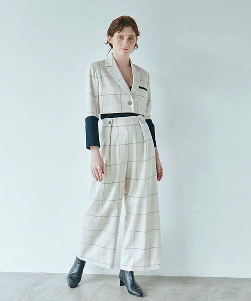 MECRE（メクル）の「バイカラーチェックショートジャケット（テーラードジャケット・レディース・ホワイト/グレー・S/M）」の6枚目の写真