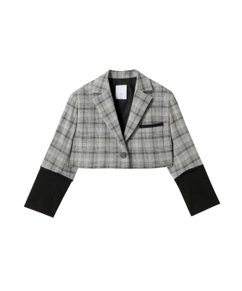 MECRE（メクル）の「バイカラーチェックショートジャケット（テーラードジャケット・レディース・ホワイト/グレー・S/M）」の21枚目の写真