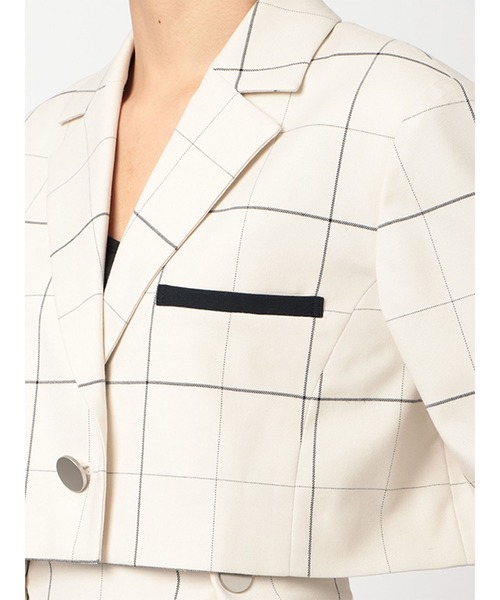 MECRE（メクル）の「バイカラーチェックショートジャケット（テーラードジャケット・レディース・ホワイト/グレー・S/M）」の18枚目の写真