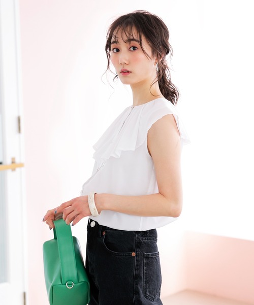 GeeRA(ジーラ)の「フリル衿デザインブラウス(シャツ/ブラウス・レディース・ブラック/オフホワイト/ピンク・MEDIUM/LARGE/X-LARGE)」の8枚目の写真