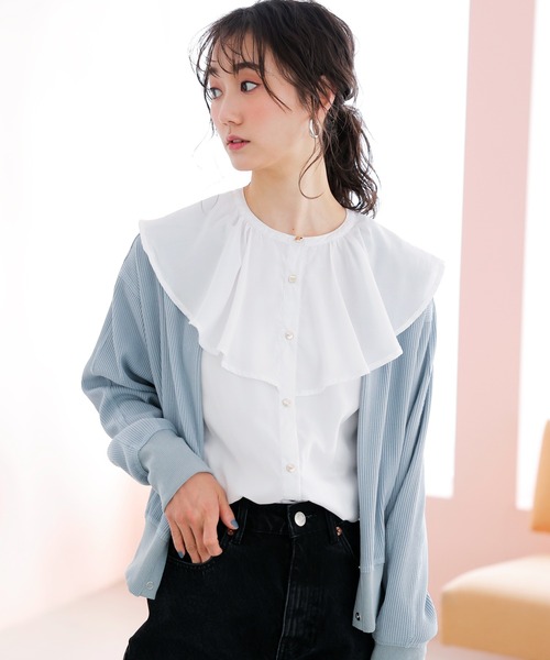 GeeRA(ジーラ)の「フリル衿デザインブラウス(シャツ/ブラウス・レディース・ブラック/オフホワイト/ピンク・MEDIUM/LARGE/X-LARGE)」の14枚目の写真