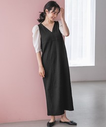 【e/rm】テクスチャーパフＶドレス_半袖　281976