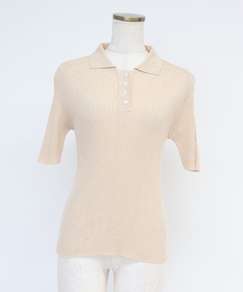 -Myme- Heart be to.（マイミーハートビート）の「polo knit / ポロニット（ニット/セーター・レディース・ベージュ/ホワイト・FREE）」の12枚目の写真