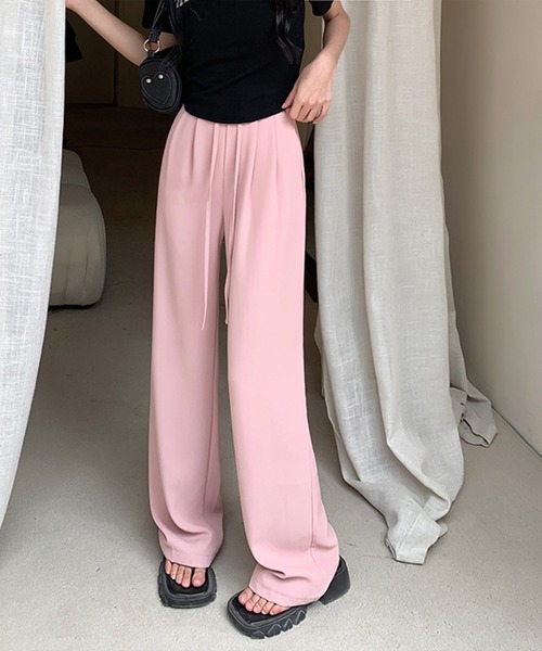 leune（ルネ）の「【leune】ドローコードワイドレッグパンツ（その他パンツ・レディース・ブラック/ピンク/グリーン・LARGE）」の8枚目の写真