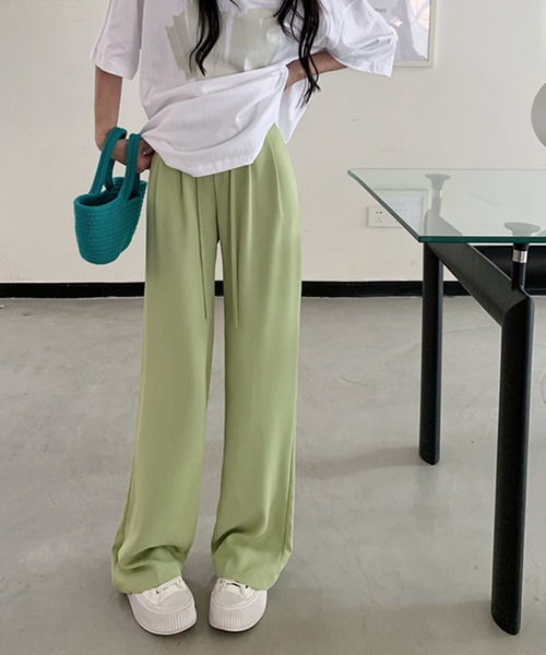 leune（ルネ）の「【leune】ドローコードワイドレッグパンツ（その他パンツ・レディース・ブラック/ピンク/グリーン・LARGE）」の7枚目の写真