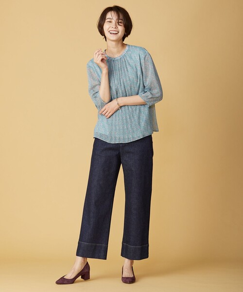 J.PRESS(ジェイプレス)の「【洗える】 10oz Stretch Denim セミワイド パンツ(デニムパンツ・レディース・ブラック系/ネイビー系/ライトグレー系・11/9/7/13)」の7枚目の写真