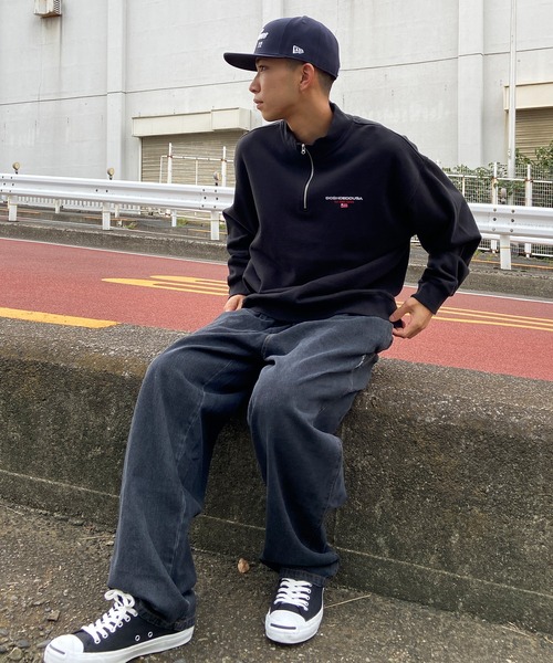 DC（ディーシー）の「【ムラサキスポーツ別注】DC/ディーシー ワンポイントト刺繍 ハーフジップスウェット DPO224098M（スウェット・メンズ・ブラック/グリーン/グレー・M/L/XL）」の11枚目の写真