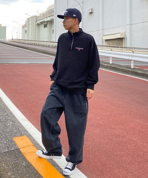 DC（ディーシー）の「【ムラサキスポーツ別注】DC/ディーシー ワンポイントト刺繍 ハーフジップスウェット DPO224098M（スウェット・メンズ・ブラック/グリーン/グレー・M/L/XL）」の12枚目の写真