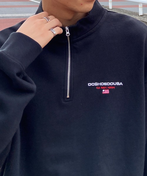 DC（ディーシー）の「【ムラサキスポーツ別注】DC/ディーシー ワンポイントト刺繍 ハーフジップスウェット DPO224098M（スウェット・メンズ・ブラック/グリーン/グレー・M/L/XL）」の9枚目の写真