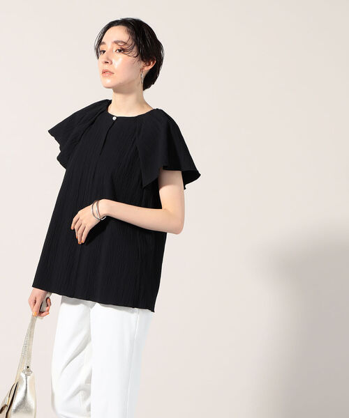 NOLLEY’S（ノーリーズ）の「リップルフレアスリーブブラウス（シャツ/ブラウス・レディース・ブラック/オフホワイト・38）」の8枚目の写真