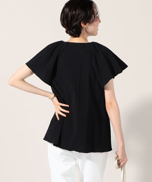 NOLLEY’S（ノーリーズ）の「リップルフレアスリーブブラウス（シャツ/ブラウス・レディース・ブラック/オフホワイト・38）」の9枚目の写真