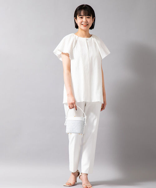 NOLLEY’S（ノーリーズ）の「リップルフレアスリーブブラウス（シャツ/ブラウス・レディース・ブラック/オフホワイト・38）」の10枚目の写真