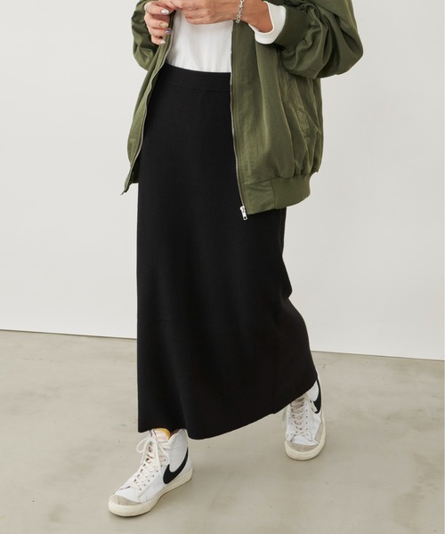 Auntie Rosa Holiday（アンティローザホリデー）の「※入荷禁止※リブニットナロースカート / サイズ展開あり（スカート・レディース・カーキ/ブラック/チャコールグレー・MEDIUM/SMALL）」の4枚目の写真