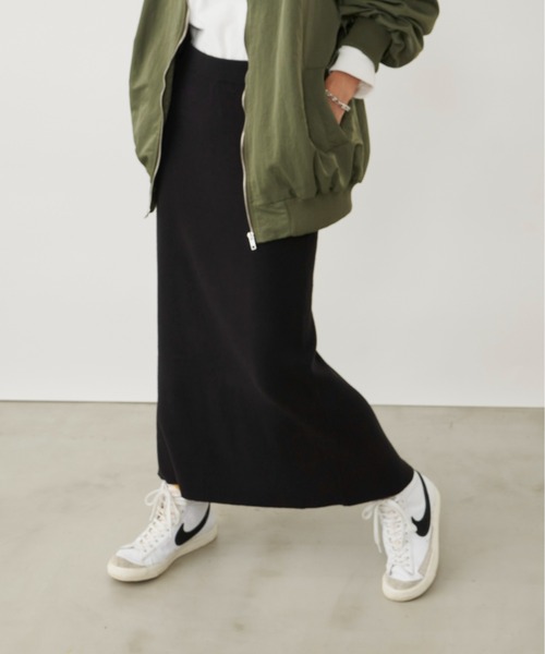 Auntie Rosa Holiday（アンティローザホリデー）の「※入荷禁止※リブニットナロースカート / サイズ展開あり（スカート・レディース・カーキ/ブラック/チャコールグレー・MEDIUM/SMALL）」の6枚目の写真