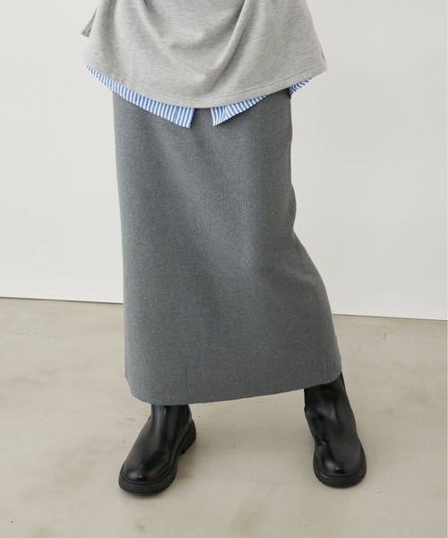 Auntie Rosa Holiday（アンティローザホリデー）の「※入荷禁止※リブニットナロースカート / サイズ展開あり（スカート・レディース・カーキ/ブラック/チャコールグレー・MEDIUM/SMALL）」の19枚目の写真