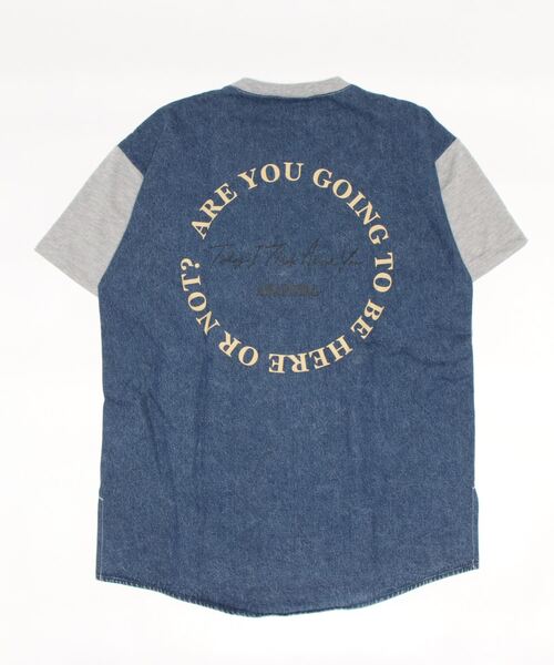 ANAP GiRL(アナップガール)の「デニム切替スウェットオーバートップス(Tシャツ/カットソー・キッズ・スミクロ/ライトグレー・S/M)」の3枚目の写真