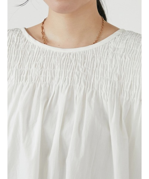 CRAFT STANDARD BOUTIQUE(クラフトスタンダードブティック)の「シャーリングチュニック *◆(Tシャツ/カットソー・レディース・チャコールグレー/オフホワイト/ブラウン・FREE)」の8枚目の写真