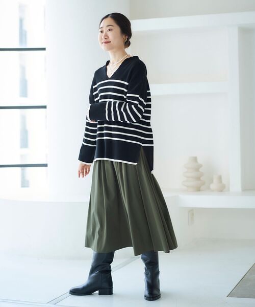 le.coeur blanc(ルクールブラン)の「リバーシブルタフタギャザースカート(スカート・レディース・ピンク系その他/カーキオリーブ/ブルー・36/38)」の6枚目の写真