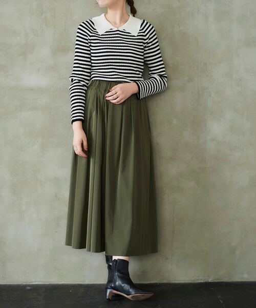 le.coeur blanc(ルクールブラン)の「リバーシブルタフタギャザースカート(スカート・レディース・ピンク系その他/カーキオリーブ/ブルー・36/38)」の9枚目の写真