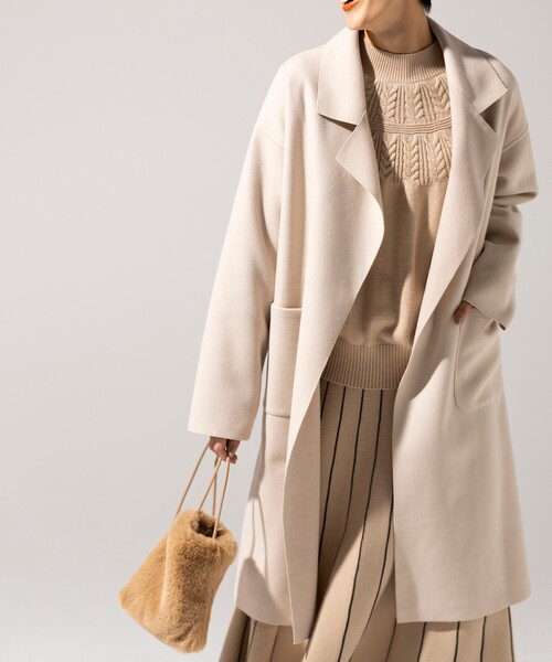 DRESKIP(ドレスキップ)の「◆ベルト付き 着流しテーラーコート(チェスターコート・レディース・ブラウン系/ブラック/ナチュラル・02/03)」の4枚目の写真