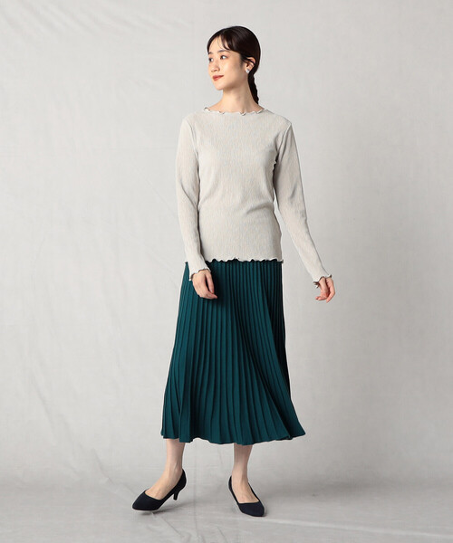 Comme　Ca　Mature（コムサマチュア）の「楊柳プリーツ　ハイネックプルオーバー（Tシャツ/カットソー・レディース・ホワイト/ブラック/ベージュ/ミント・MEDIUM/LARGE）」の8枚目の写真