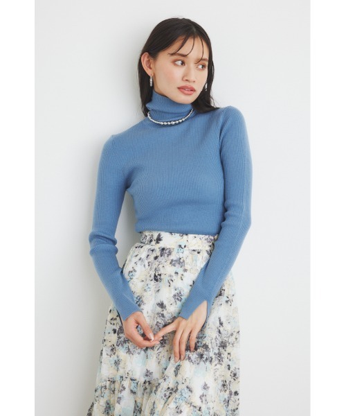 rienda（リエンダ）の「ルーズハイネックウォッシャブルニットトップス（ニット/セーター・レディース・アイボリー/ブラック/ライム/パープル/ベージュ/ブルー・FREE）」の5枚目の写真