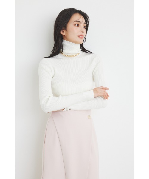 rienda（リエンダ）の「ルーズハイネックウォッシャブルニットトップス（ニット/セーター・レディース・アイボリー/ブラック/ライム/パープル/ベージュ/ブルー・FREE）」の2枚目の写真