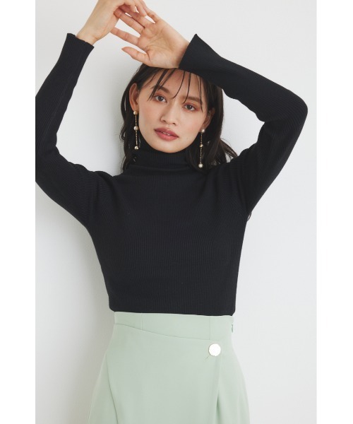 rienda（リエンダ）の「ルーズハイネックウォッシャブルニットトップス（ニット/セーター・レディース・アイボリー/ブラック/ライム/パープル/ベージュ/ブルー・FREE）」の3枚目の写真