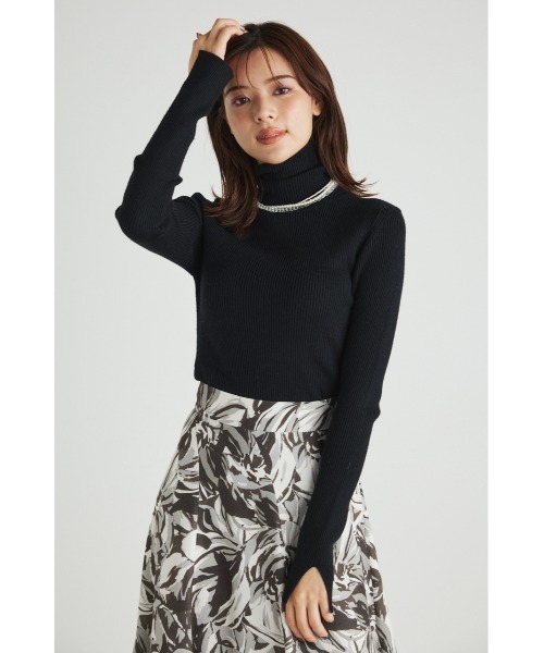 rienda（リエンダ）の「ルーズハイネックウォッシャブルニットトップス（ニット/セーター・レディース・アイボリー/ブラック/ライム/パープル/ベージュ/ブルー・FREE）」の7枚目の写真